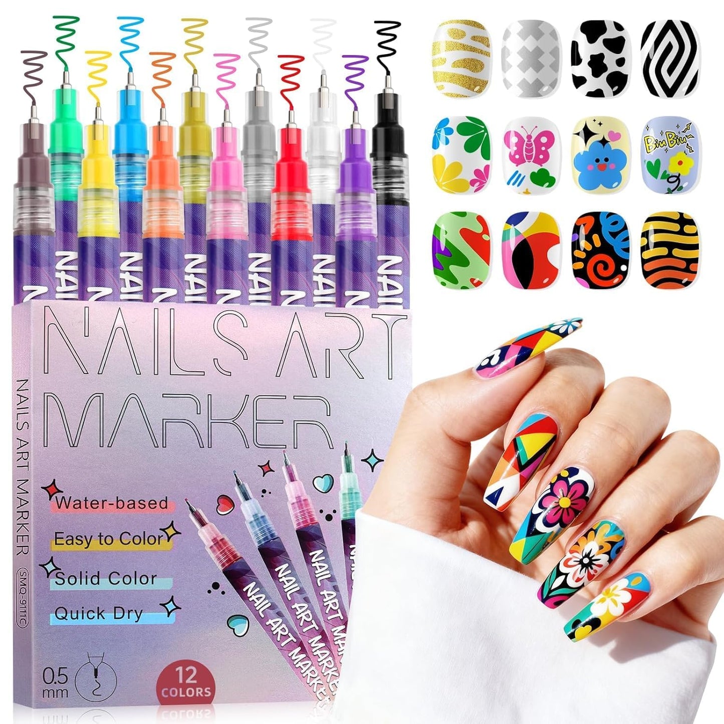 Nail Art Pens Set 12 Colors
