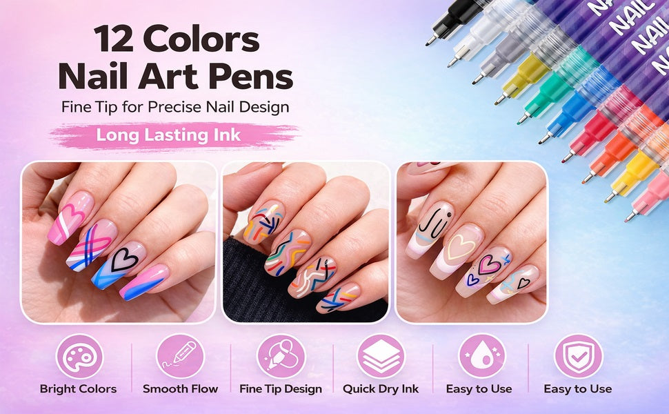 Nail Art Pens Set 12 Colors